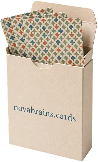 A boxed deck with cards standing out of the box